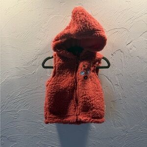 Warm Coral Fleece Kids Vest with Hood